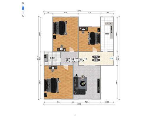 三利中和城一期4室2厅1卫户型图