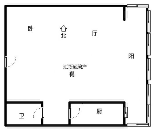 水岸花城1室1厅1卫户型图