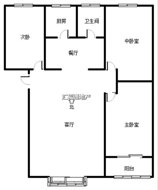 团结小区3室2厅1卫户型图