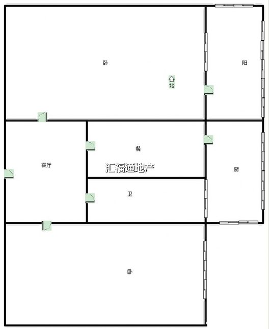 华北铝业生活小区（北院）2室1厅1卫户型图