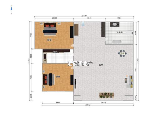 花溪渡2室2厅1卫户型图