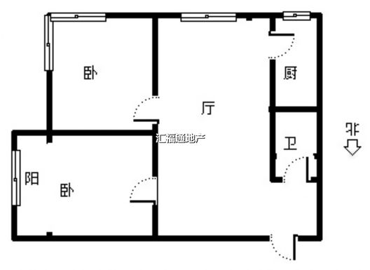 翔天万和城2室1厅1卫户型图