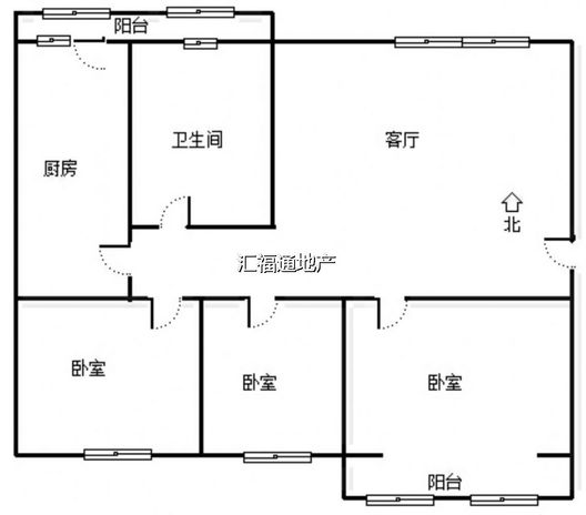 文保所小区3室1厅1卫户型图