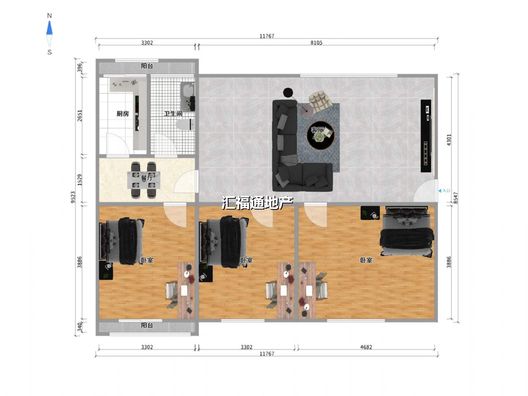 农业局小区3室2厅1卫户型图