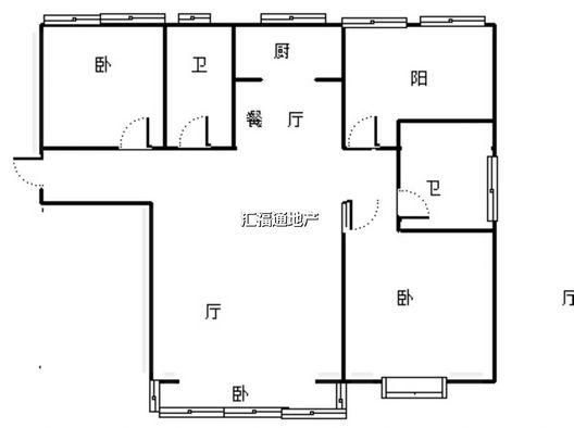惠友万悦城3室2厅2卫户型图