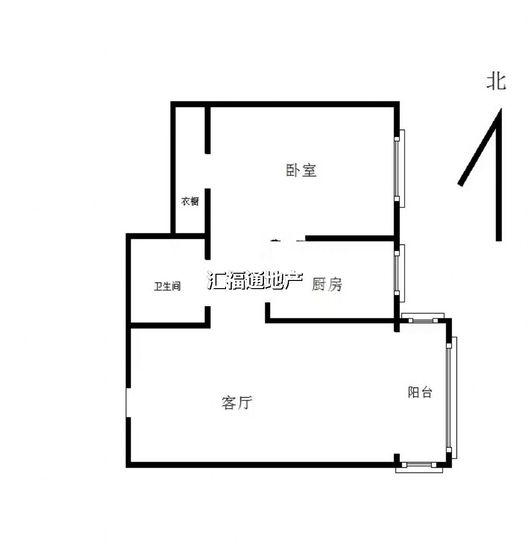 汇元新天地1室1厅1卫户型图