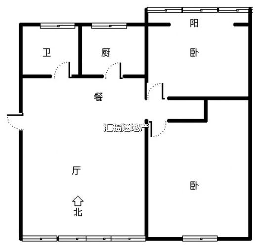 发发商城2室2厅1卫户型图