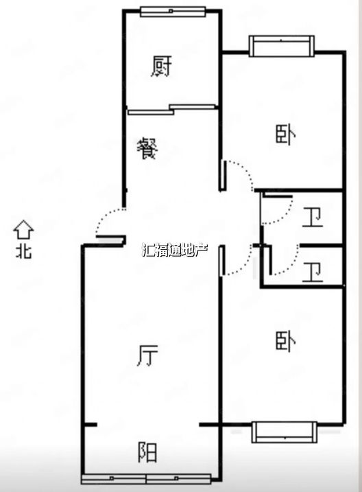 华阳公寓2室2厅1卫户型图