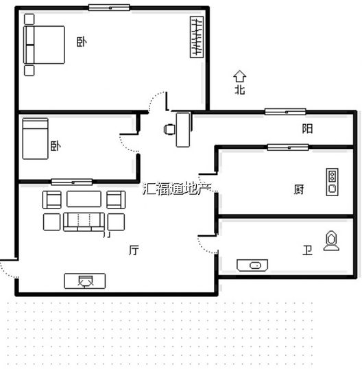 鸿盛凯旋门2室1厅1卫户型图