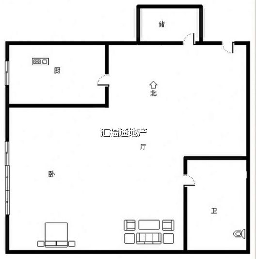 北新家园（锦绣范阳）1室1厅1卫户型图