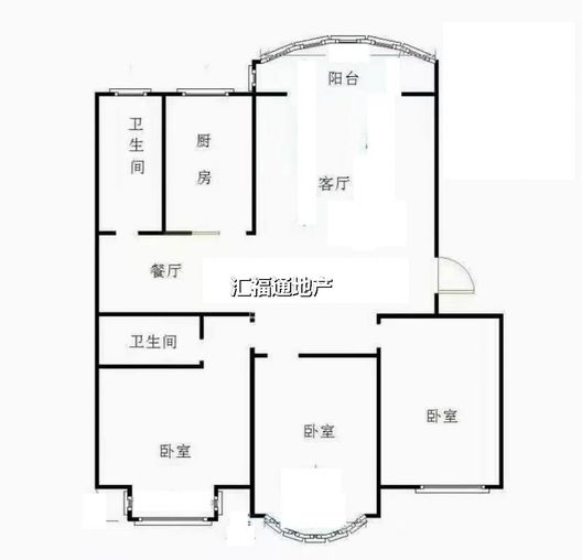 东方家园3室2厅2卫户型图