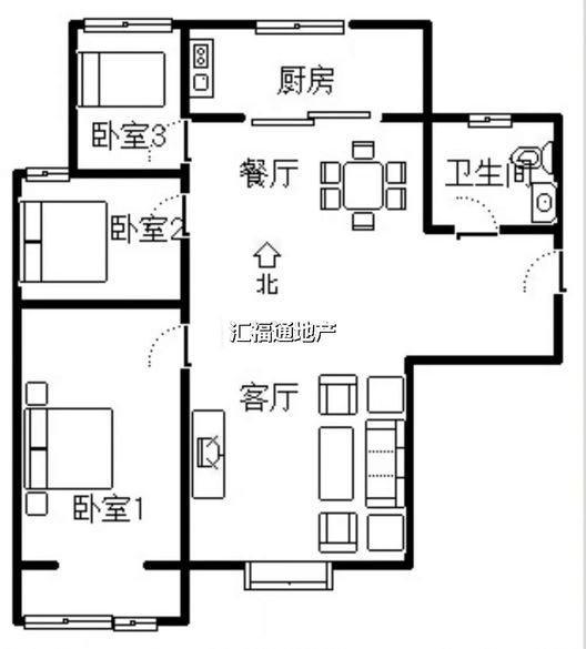 卓悦城北京未3室2厅1卫户型图