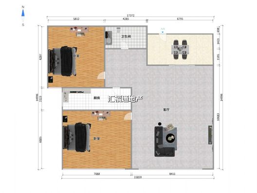 三利中和城一期2室2厅1卫户型图