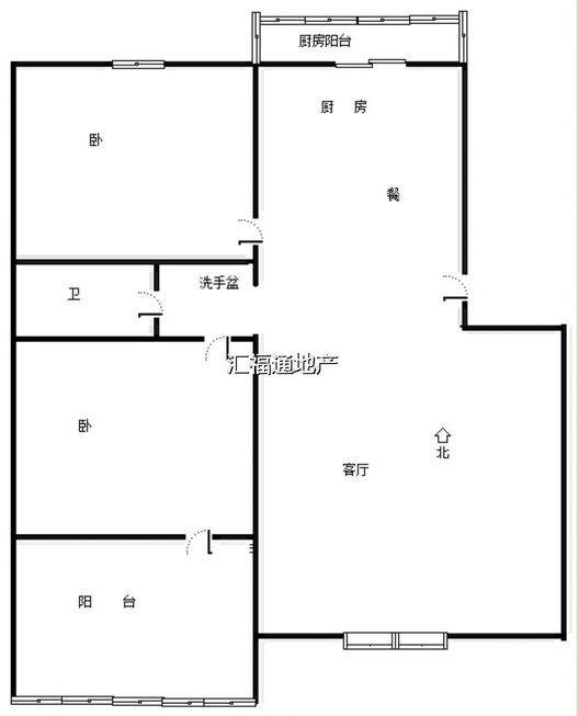 联合六号院2室2厅1卫户型图