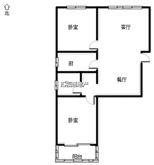 云景城2室2厅1卫户型图