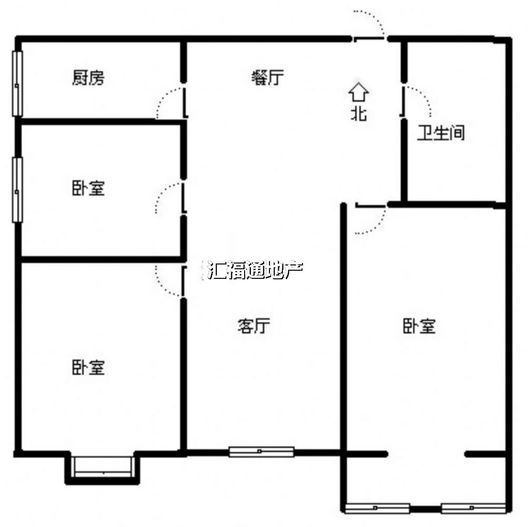 水岸花城3室2厅1卫户型图