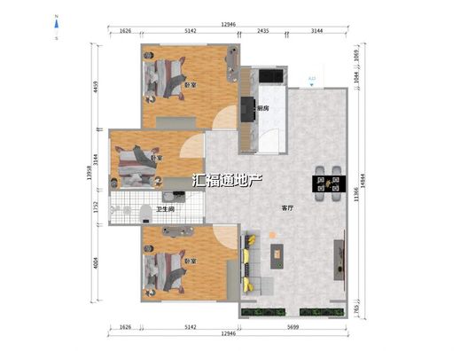 香邑溪谷悦都3室2厅1卫户型图