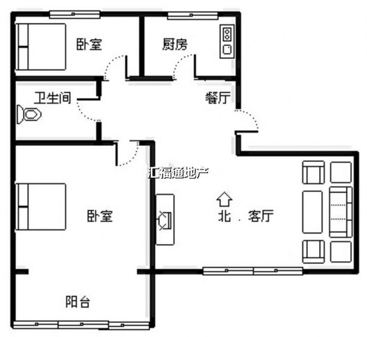 天龙小区（二期）2室2厅1卫户型图