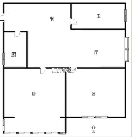 翡翠城（涿郡东区）2室2厅1卫户型图