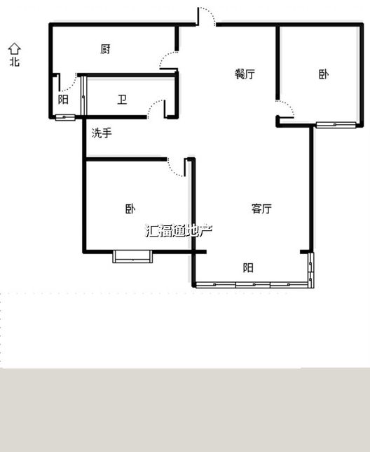 君临天下御景园2室2厅1卫户型图