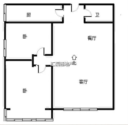 联合一号院2室2厅1卫户型图