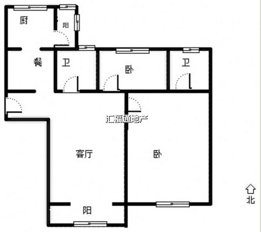 金竹花园2室2厅2卫户型图