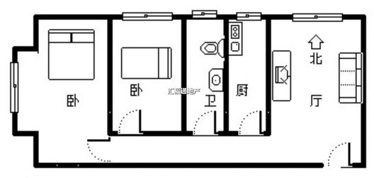 天保郦景2室1厅1卫户型图