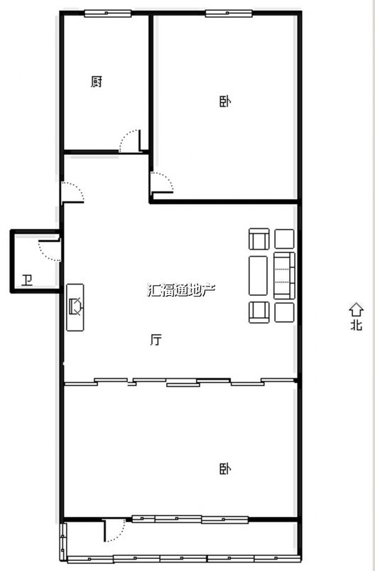 铁道部建厂局家属楼2室1厅1卫户型图