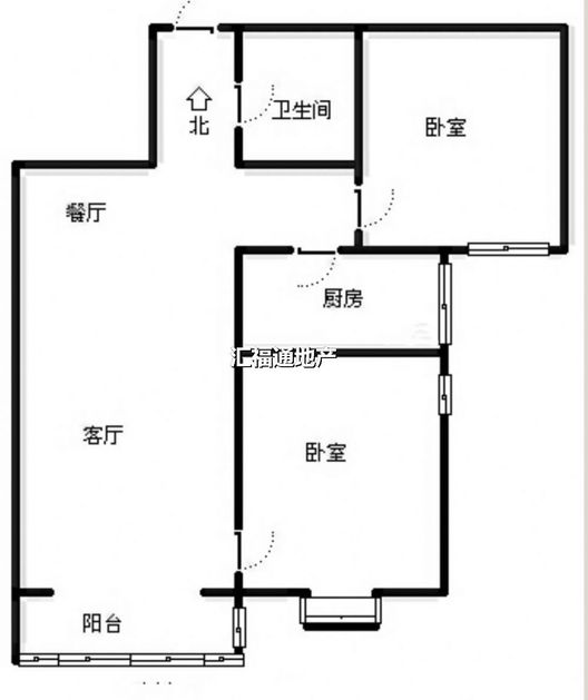 水岸花城2室2厅1卫户型图