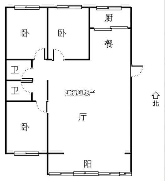 联合七号院3室2厅2卫户型图