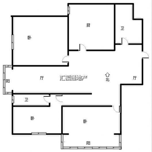 公园壹号3室2厅2卫户型图