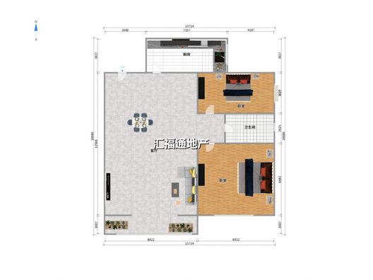 鸿坤理想湾2室2厅1卫户型图