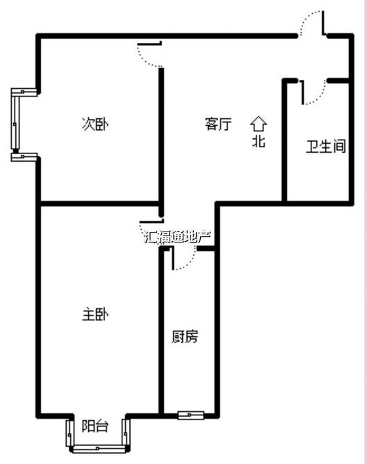 汇元新天地2室1厅1卫户型图