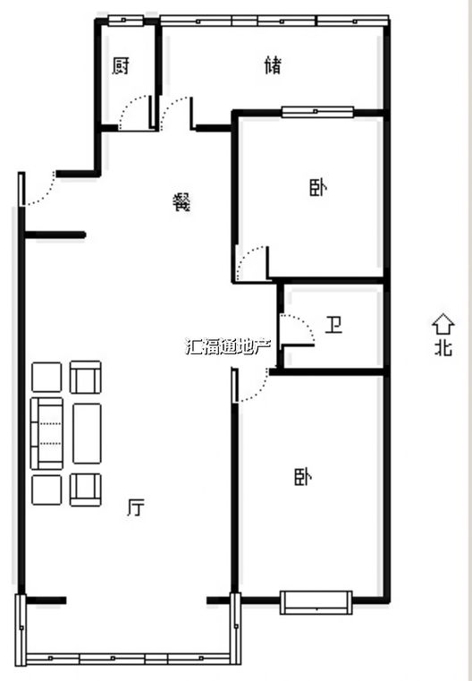 嵘御航城2室2厅1卫户型图