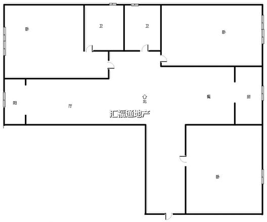 鹏渤印象城（龙马路）3室2厅2卫户型图
