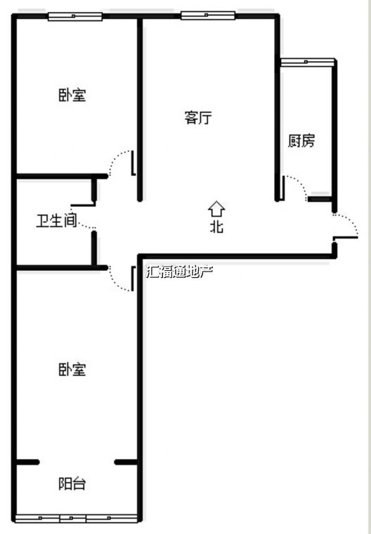 水岸花城2室1厅1卫户型图