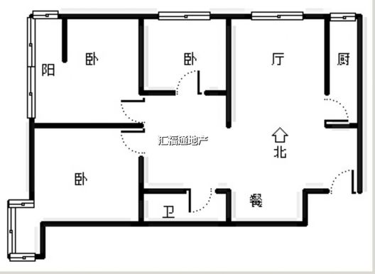 水岸花城3室1厅1卫户型图