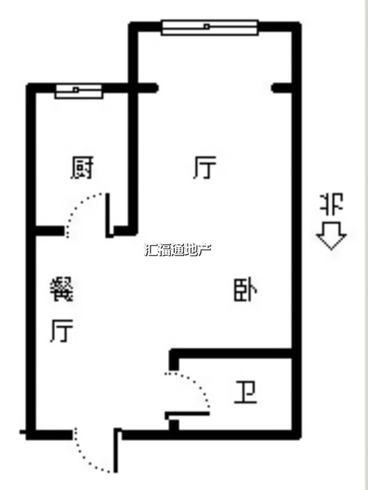 汇元上城1室1厅1卫户型图