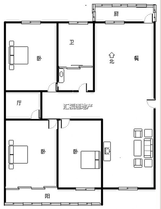 保定第二中心医院住宅小区3室2厅2卫户型图