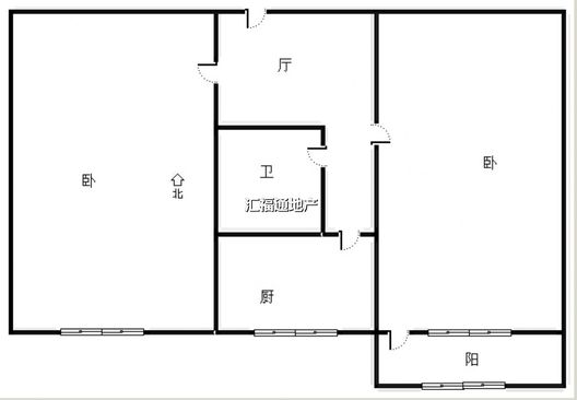 铁道部建厂局家属楼2室1厅1卫户型图