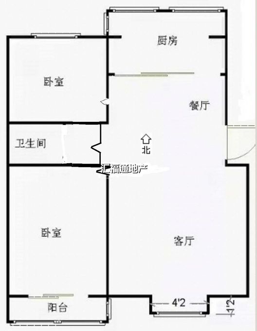 华福佳缘2室2厅1卫户型图