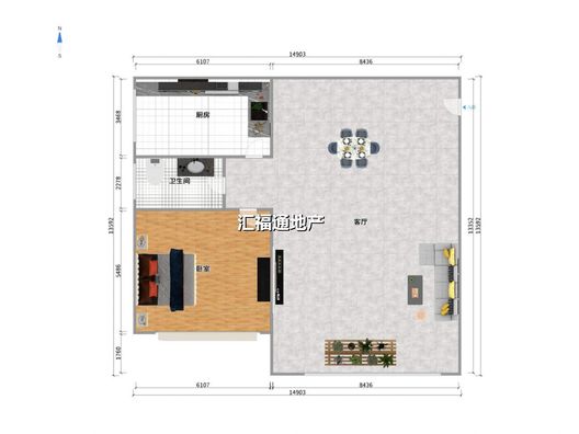 华融现代城1室1厅1卫户型图