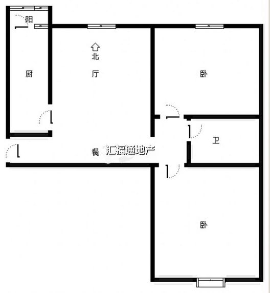 翡翠滨江2室2厅1卫户型图