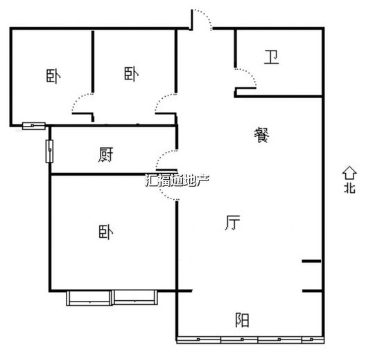 香邑溪谷玫瑰园2室2厅1卫户型图