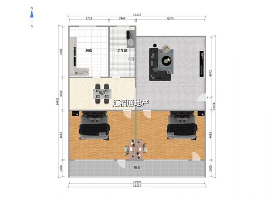 县府小区2室2厅1卫户型图