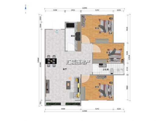 香邑溪谷悦都3室2厅1卫户型图