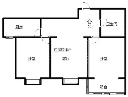 水岸花城2室1厅1卫户型图