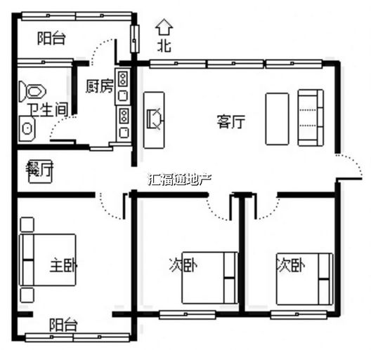 金正小区3室2厅1卫户型图