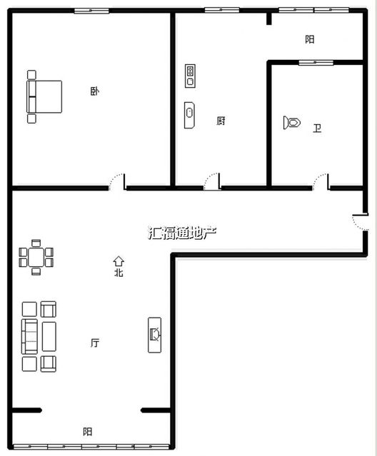 北京理想城二期1室1厅1卫户型图