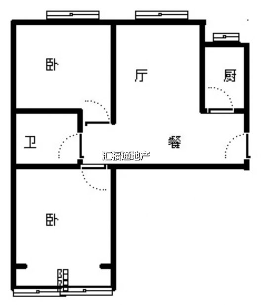 水岸花城2室1厅1卫户型图
